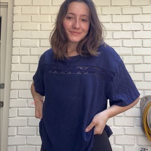 Navy Blue linen blend Shirt